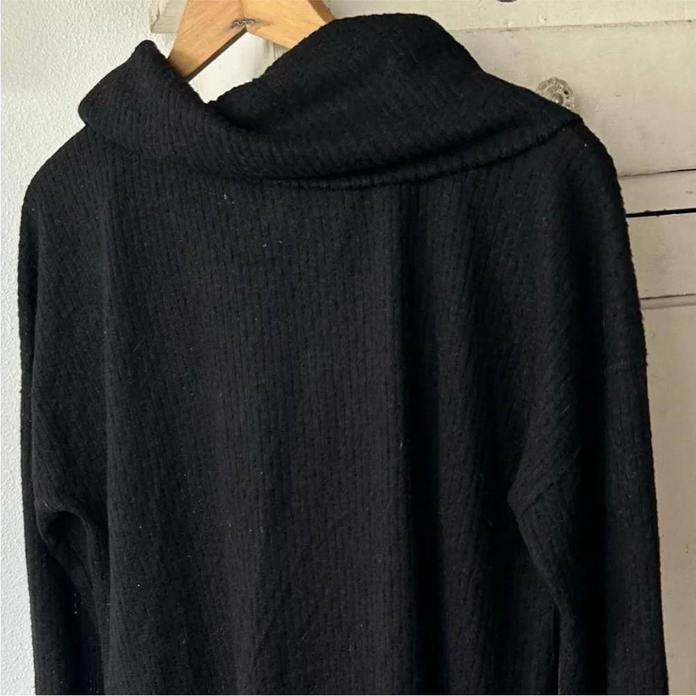 Anthropologie Maeve | Women’s Black Cowl Neck Long Sleeve Ruffle Hem Sweater, S